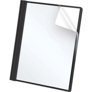 Oxford Letter No Report Cover - 8 1/2" x 11" - 100 Sheets Capacity - 3 x Tang Fastener - 1/2" for Folder - Leatherette - Black, Clear - 25 / Box. Picture 7