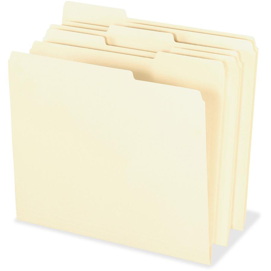 Pendaflex 1/3 Tab Cut Letter Recycled Top Tab File Folder - 8 1/2" x 11" - Top Tab Location - Assorted Position Tab Position - Manila - 10% Recycled - 100 / Box. Picture 2