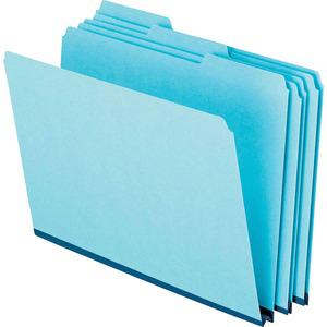 Pendaflex 1/3 Tab Cut Letter Recycled Top Tab File Folder - 8 1/2" x 11" - 1" Expansion - Top Tab Location - Assorted Tab Position - 25 pt. - Pressboard, Tyvek - Blue - Reinforced Gusset, Heavy Duty -. Picture 4