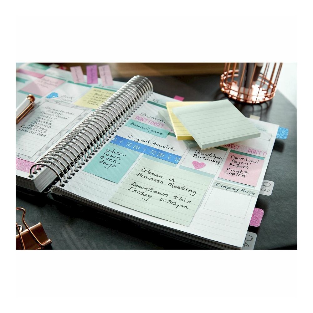Post-it&reg; Notes - Beachside Caf&eacute; Color Collection - 1200 - 1 3/8" Flag/Note Width x 1 7/8" Flag/Note Length - Rectangle - 100 Sheets per Pad - Unruled - Fresh Mint, Aqua Splash, Sunnyside, P. Picture 4
