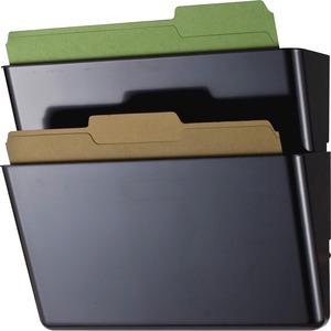 Officemate Mountable Wall File, Black, 2PK - 7" Height x 13" Width x 4.1" Depth - Black - Plastic - 2 / Box. Picture 2