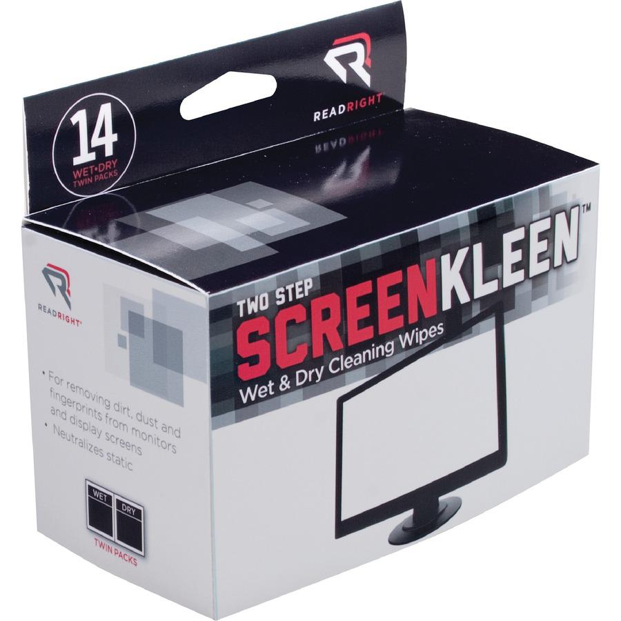 Read Right Kleen & Dry Screen Cleaners - For Display Screen - Pre-moistened, Lint-free, Anti-static, Anti-glare - 2 Sets/Packet - 1 Box. Picture 4