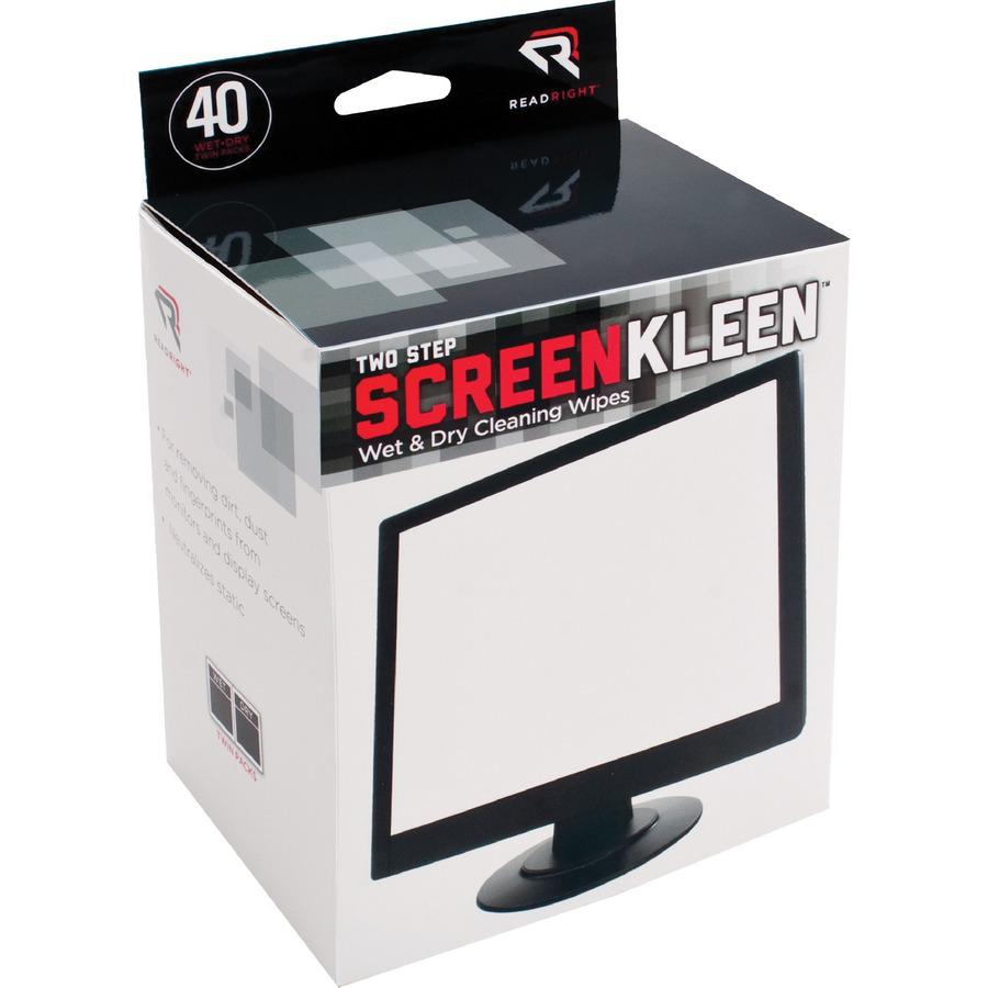 Read Right Kleen & Dry Screen Cleaners - For Display Screen - Pre-moistened, Lint-free, Anti-static - 80 / Box. Picture 6