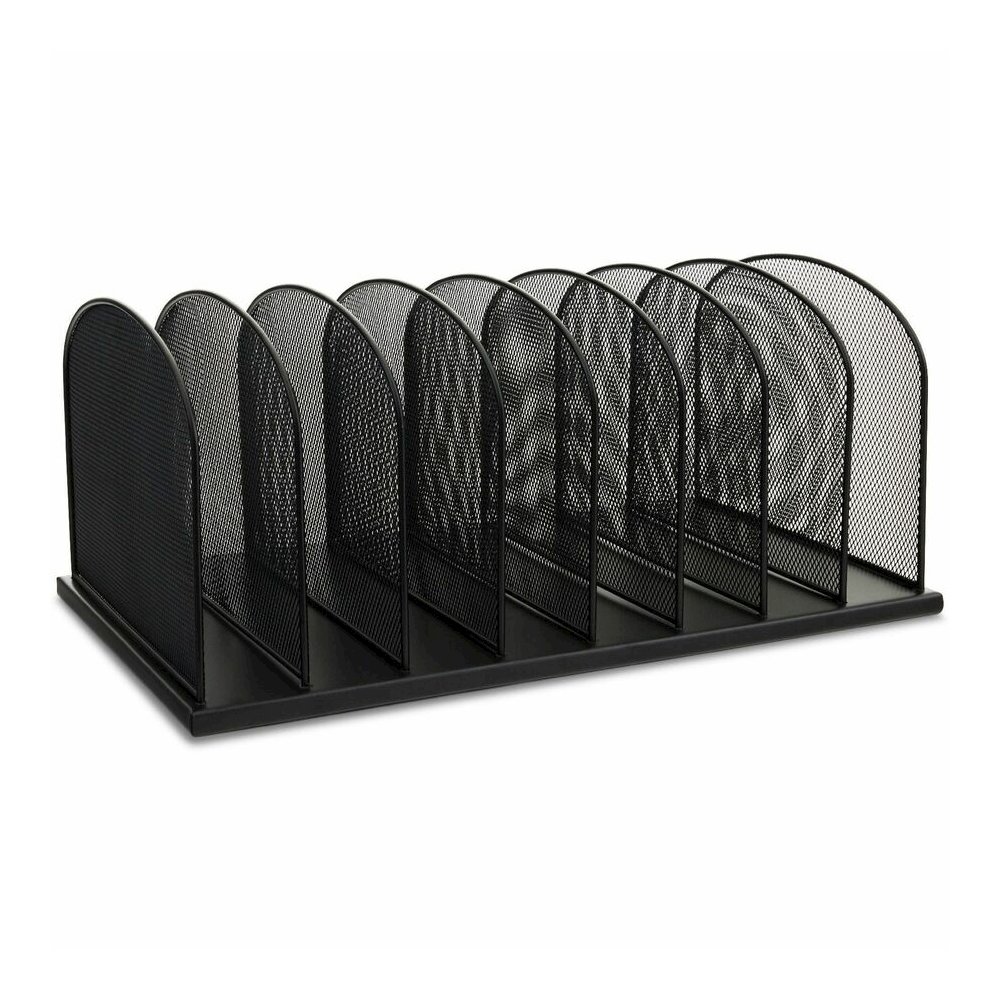 Safco Mesh Desk Organizers - 8 Compartment(s) - Compartment Size : 2" - 8.25" Height x 19.25" Width x 11.50" Depth - Desktop - Powder Coated - Black - Steel - 1 Each. Picture 4
