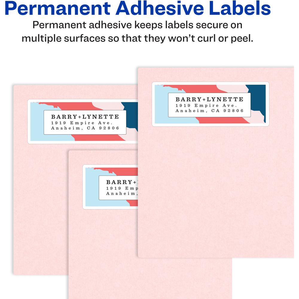 Avery&reg; Easy Peel&reg; Address Labels with Sure Feed™ Technology - 1" Width x 2 5/8" Length - Permanent Adhesive - Rectangle - Laser - Matte - White - Paper - 30 / Sheet - 100 Total Sheets - . Picture 11