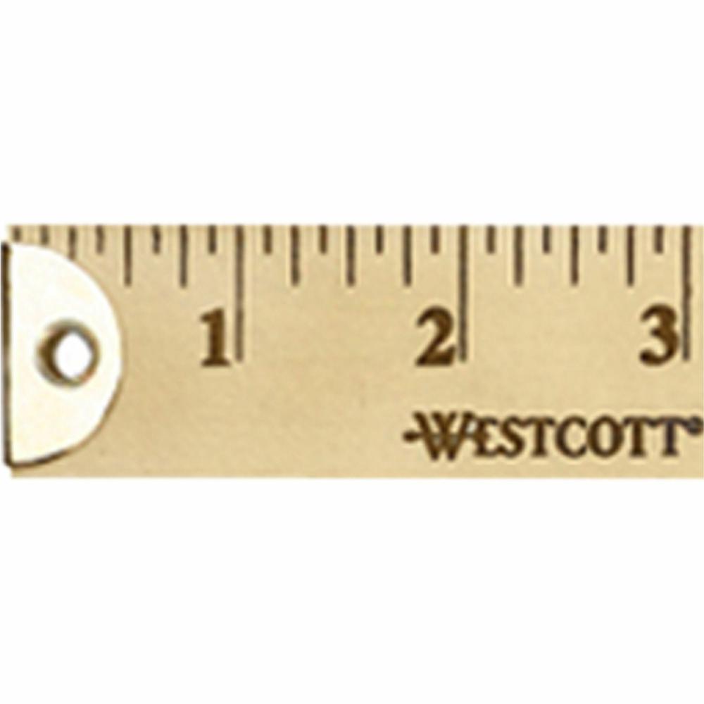 Westcott Wood Yardstick - 36" Length 1" Width - 1/8 Graduations - Imperial Measuring System - Wood - 1 Each - Blue. Picture 3