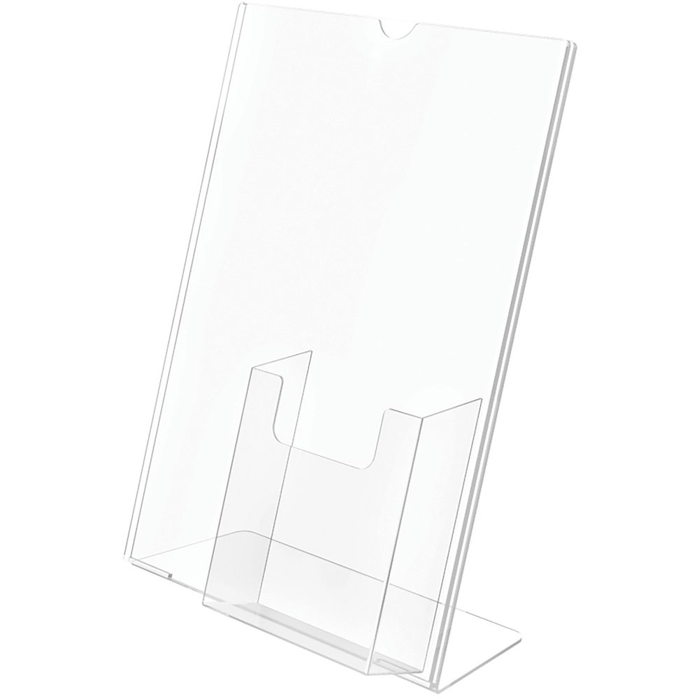 Deflecto 4" Pocket Slanted Plastic Sign Holder - 11" Width x 8.5" Height - Rectangular Shape - Plastic - Clear - 1 Each. Picture 5