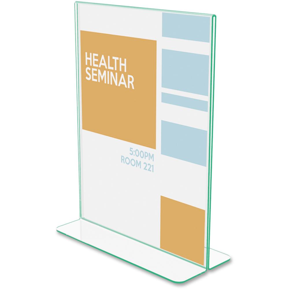 Deflecto Superior Image Premium Green Edge Sign Holder - 1 Each - 8.5" Width x 11" Height - Side-loading, Bottom Loading - Clear. Picture 5