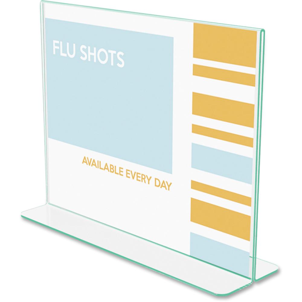 Deflecto Superior Image Premium Green Edge Sign Holder - 1 Each - 11" Width x 8.5" Height - Side-loading, Bottom Loading - Clear. Picture 4
