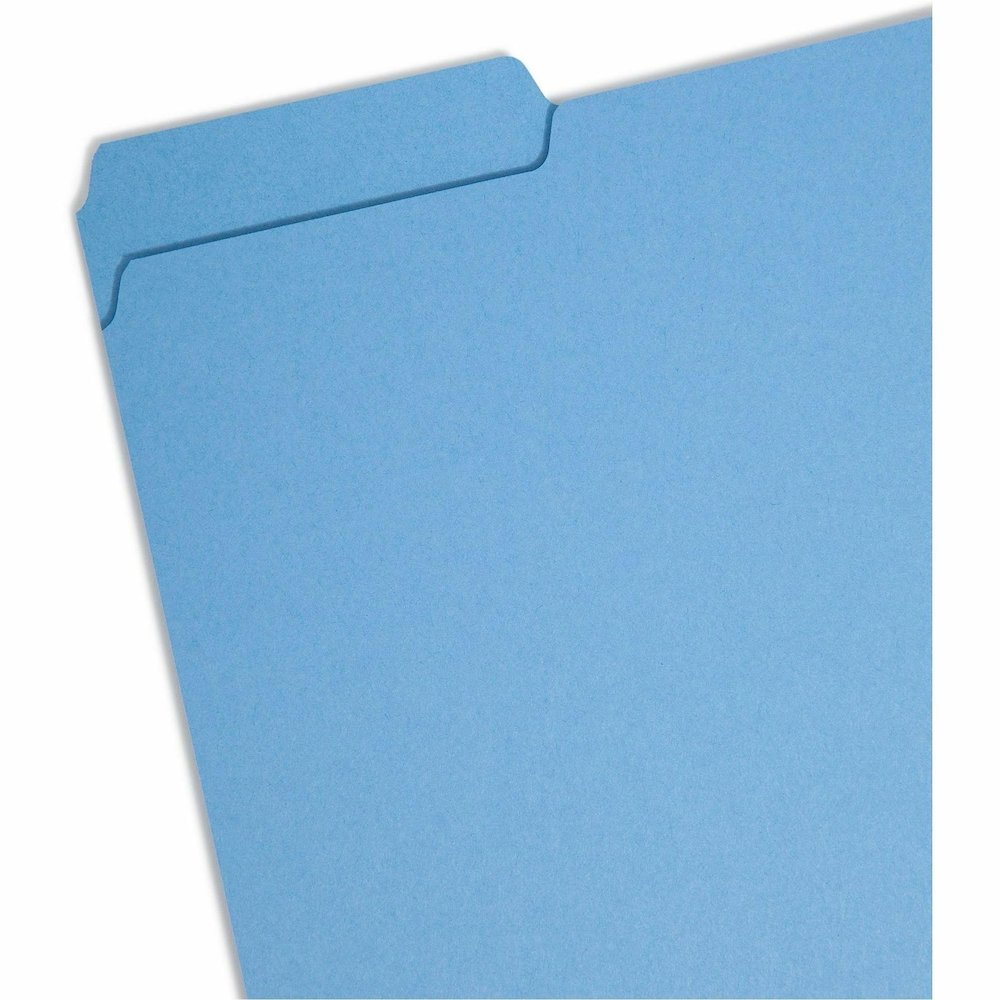 Smead 1/3 Tab Cut Letter Recycled Interior File Folder - 8 1/2" x 11" - 3/4" Expansion - Top Tab Location - Assorted Tab Position - 11 pt. - 1 Plys - Paper - Blue - 10% Recycled - 100 / Box. Picture 6