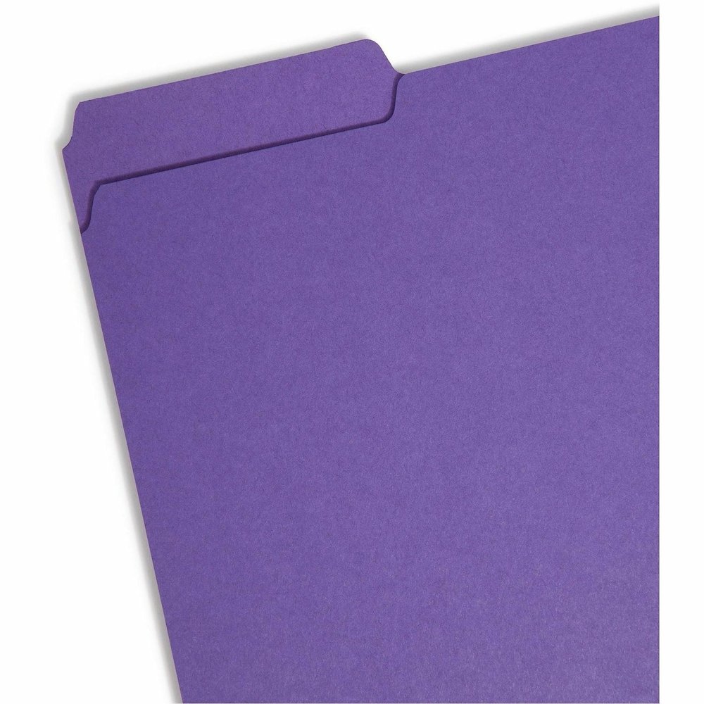 Smead 1/3 Tab Cut Letter Recycled Interior File Folder - 8 1/2" x 11" - 3/4" Expansion - Top Tab Location - Assorted Tab Position - 11 pt. - 1 Plys - Paper - Purple - 10% Recycled - 100 / Box. Picture 5