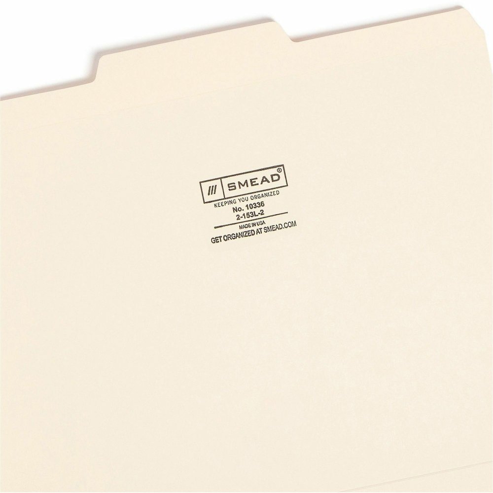Smead 1/3 Tab Cut Letter Recycled Top Tab File Folder - 8 1/2" x 11" - 3/4" Expansion - Top Tab Location - Center Tab Position - 11 pt. - 2 Plys - Manila - Reinforced, Durable, Reinforced Tab, Rounded. Picture 5