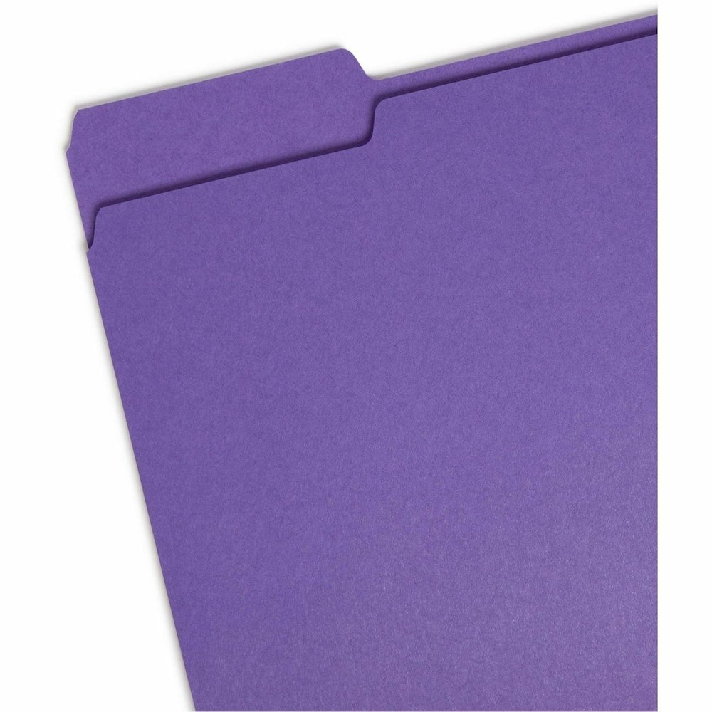 Smead 1/3 Tab Cut Letter Recycled Top Tab File Folder - 8 1/2" x 11" - 3/4" Expansion - Top Tab Location - Assorted Tab Position - 11 pt. - 1 Plys - Assorted - Rounded Corner - 10% Recycled - 100 / Bo. Picture 5