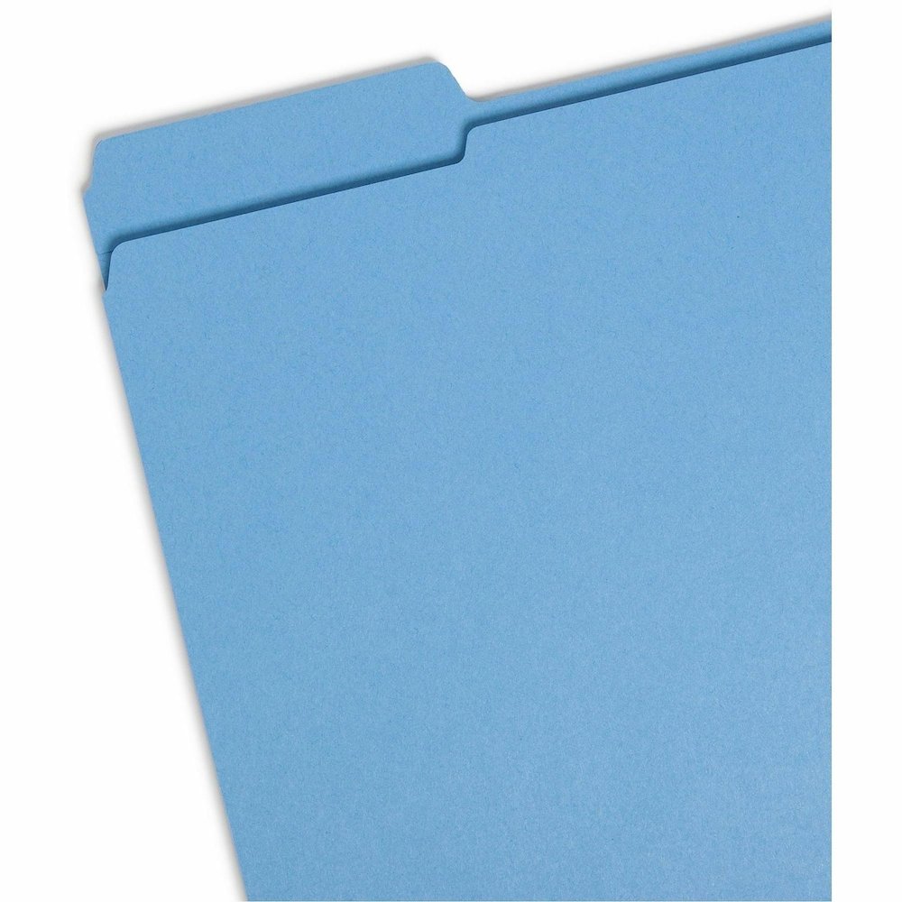 Smead Colored 1/3 Tab Cut Letter Recycled Top Tab File Folder - 8 1/2" x 11" - 3/4" Expansion - Top Tab Location - Assorted Tab Position - 11 pt. - 2 Plys - Blue - 10% Recycled - 100 / Box. Picture 4