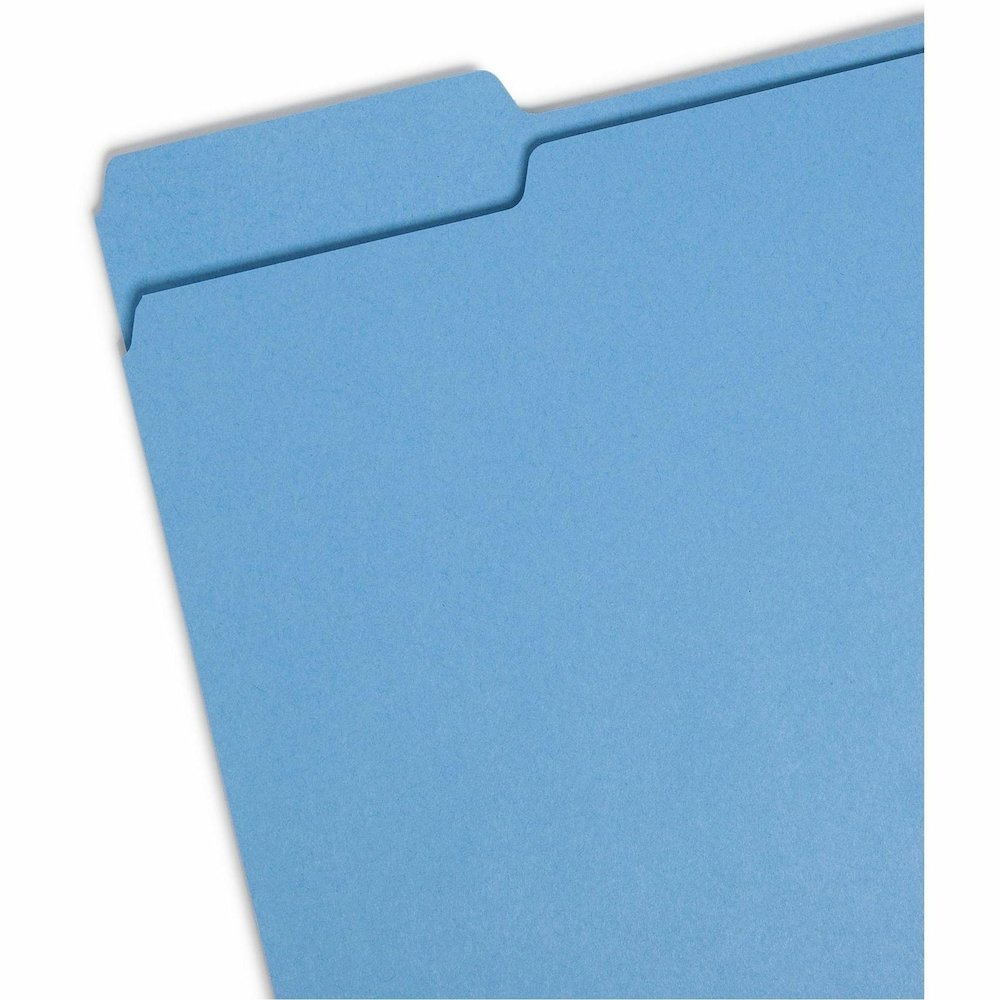 Smead 1/3 Tab Cut Letter Recycled Top Tab File Folder - 8 1/2" x 11" - 3/4" Expansion - Top Tab Location - Assorted Tab Position - 11 pt. - 1 Plys - Blue - Rounded Corner - 10% Recycled - 100 / Box. Picture 6