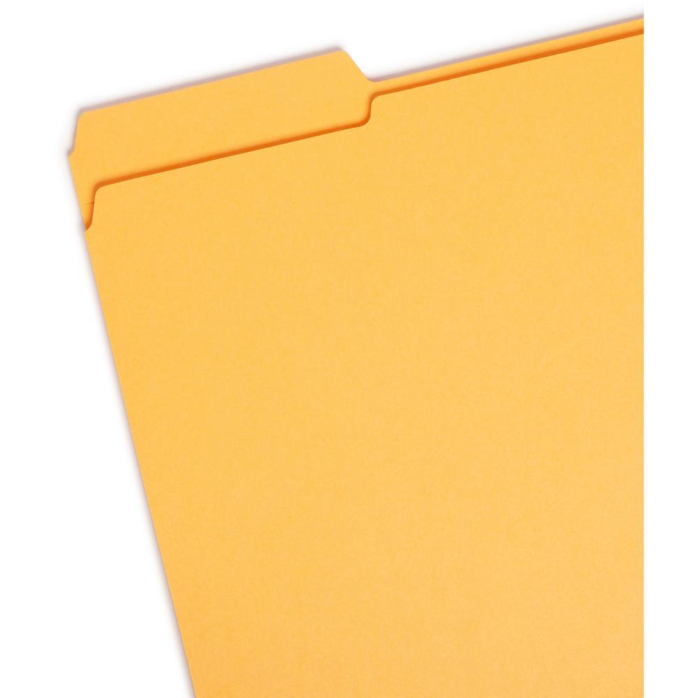Smead Colored 1/3 Tab Cut Letter Recycled Top Tab File Folder - 8 1/2" x 11" - 3/4" Expansion - Top Tab Location - Assorted Position Tab Position - Goldenrod - 10% Recycled - 100 / Box. Picture 3