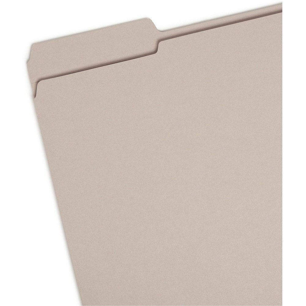 Smead Colored 1/3 Tab Cut Letter Recycled Top Tab File Folder - 8 1/2" x 11" - 3/4" Expansion - Top Tab Location - Assorted Tab Position - 11 pt. - 2 Plys - Gray - 10% Recycled - 100 / Box. Picture 3