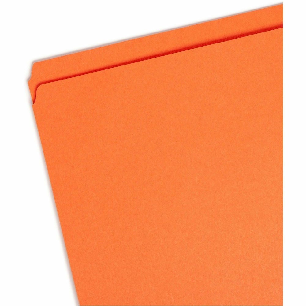 Smead Colored Straight Tab Cut Letter Recycled Top Tab File Folder - 8 1/2" x 11" - 3/4" Expansion - 11 pt. - 2 Plys - Orange - Reinforced Tab - 10% Recycled - 100 / Box. Picture 5
