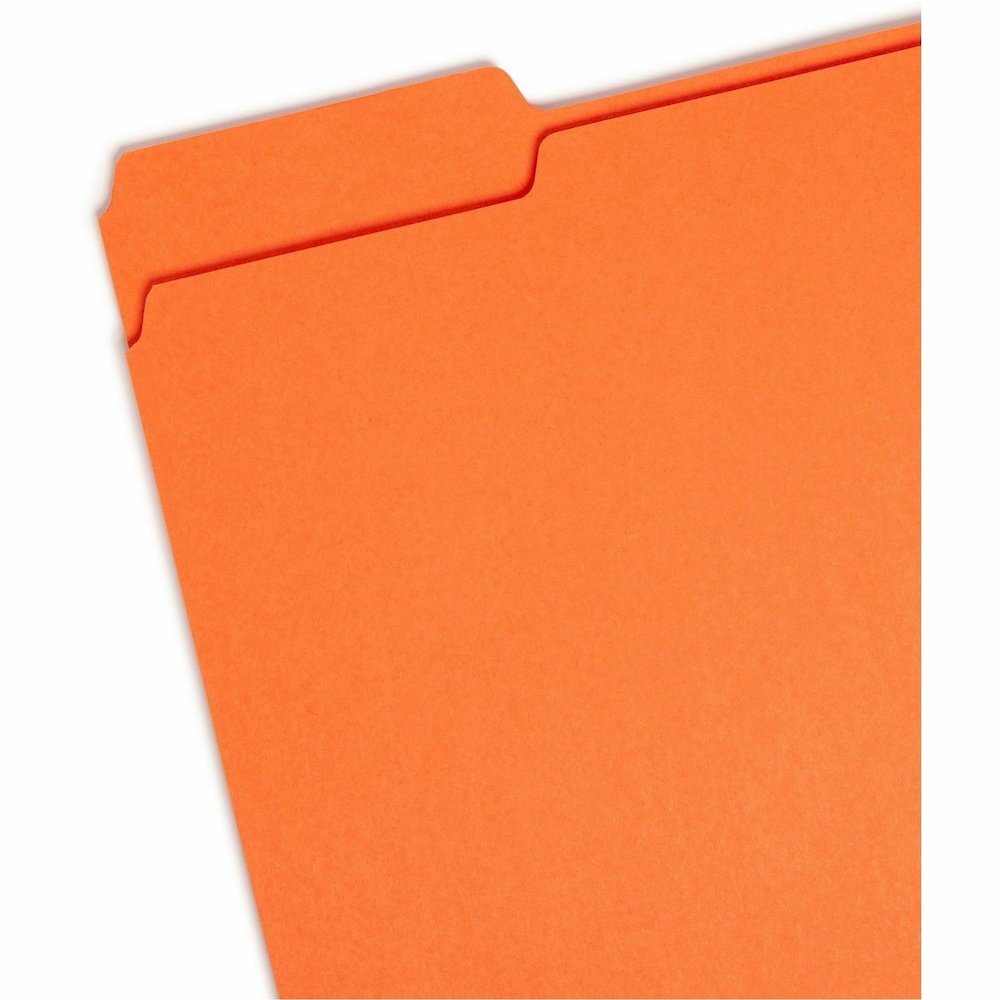 Smead Colored 1/3 Tab Cut Letter Recycled Top Tab File Folder - 8 1/2" x 11" - 3/4" Expansion - Top Tab Location - Assorted Tab Position - 11 pt. - 1 Plys - Orange - Rounded Corner - 10% Recycled - 10. Picture 5