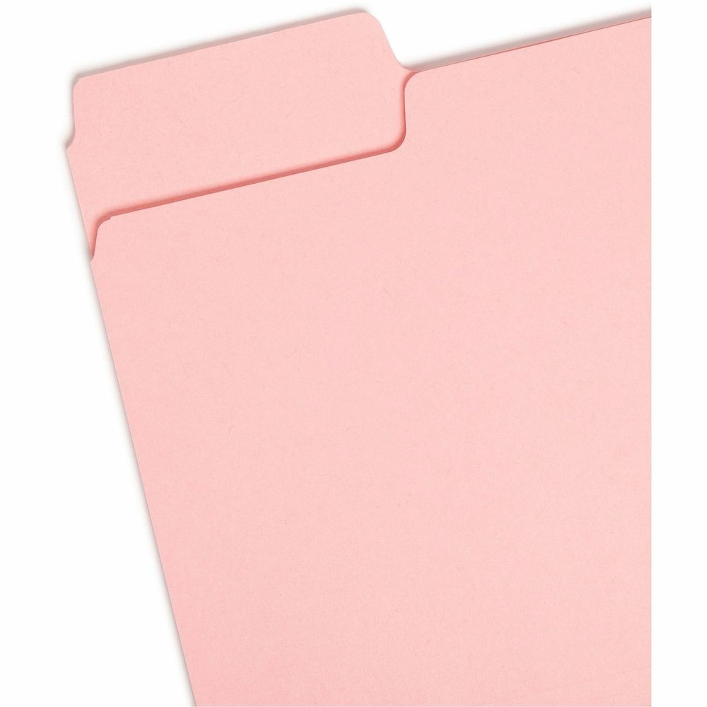 Smead Colored 1/3 Tab Cut Letter Recycled Top Tab File Folder - 8 1/2" x 11" - 3/4" Expansion - Top Tab Location - Assorted Tab Position - 11 pt. - 1 Plys - Pink - Rounded Corner - 10% Recycled - 100 . Picture 5