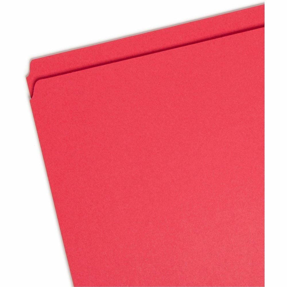 Smead Colored Straight Tab Cut Letter Recycled Top Tab File Folder - 8 1/2" x 11" - 3/4" Expansion - 11 pt. - 2 Plys - Red - 10% Recycled - 100 / Box. Picture 5