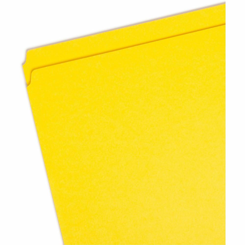 Smead Colored Straight Tab Cut Letter Recycled Top Tab File Folder - 8 1/2" x 11" - 3/4" Expansion - Yellow - 10% Recycled - 100 / Box. Picture 5