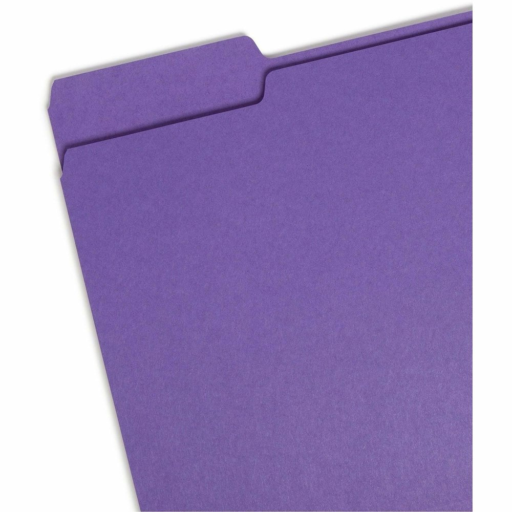 Smead Colored 1/3 Tab Cut Letter Recycled Top Tab File Folder - 8 1/2" x 11" - 3/4" Expansion - Top Tab Location - Assorted Tab Position - 11 pt. - 1 Plys - Purple - Rounded Corner - 10% Recycled - 10. Picture 5