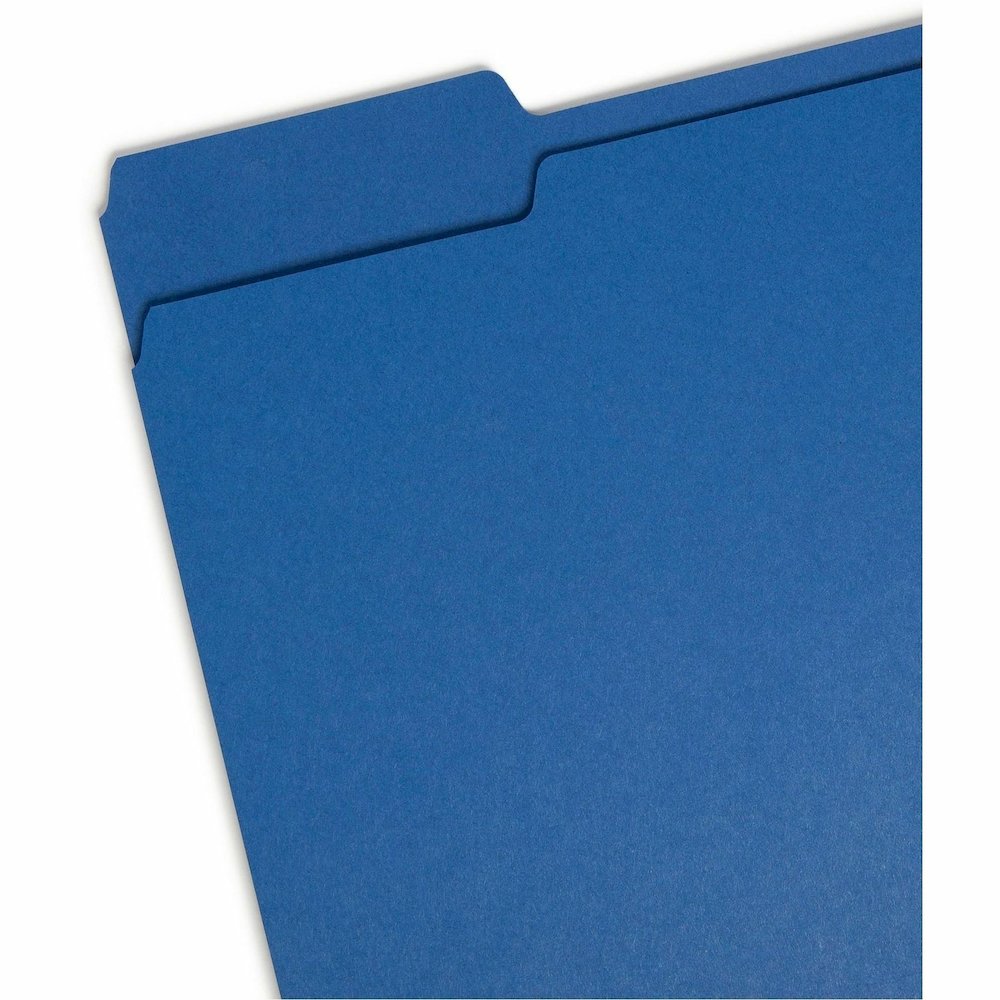 Smead Colored 1/3 Tab Cut Letter Recycled Top Tab File Folder - 8 1/2" x 11" - 3/4" Expansion - Top Tab Location - Assorted Tab Position - 11 pt. - 1 Plys - Navy Blue - Rounded Corner - 10% Recycled -. Picture 5