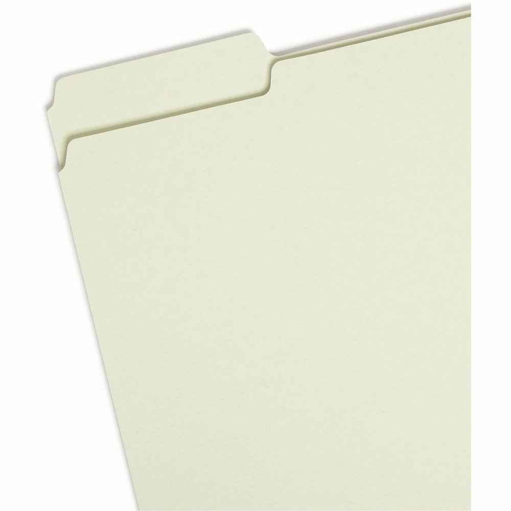Smead 1/3 Tab Cut Letter Recycled Top Tab File Folder - 8 1/2" x 11" - 1" Expansion - Top Tab Location - Assorted Tab Position - 25 pt. - Pressboard - Gray, Green - Heavy Duty, Wear Resistant, Tear Re. Picture 5