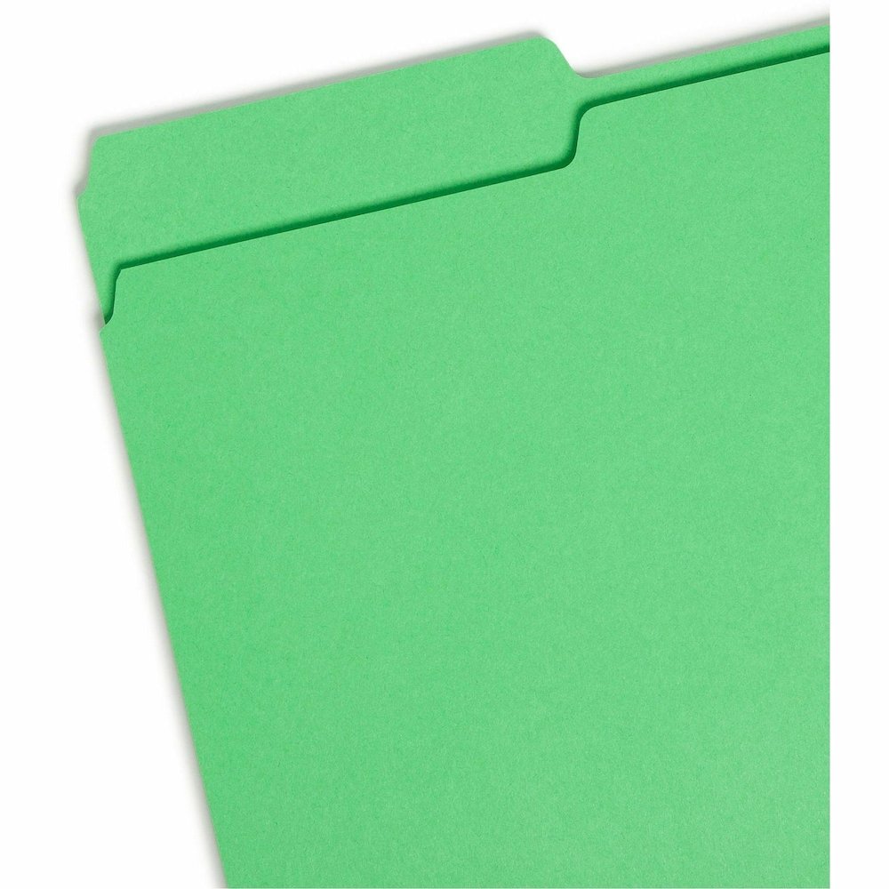 Smead Colored 1/3 Tab Cut Legal Recycled Top Tab File Folder - 8 1/2" x 14" - 3/4" Expansion - Top Tab Location - Assorted Tab Position - 11 pt. - 1 Plys - Green - Break Resistant - 10% Recycled - 100. Picture 5