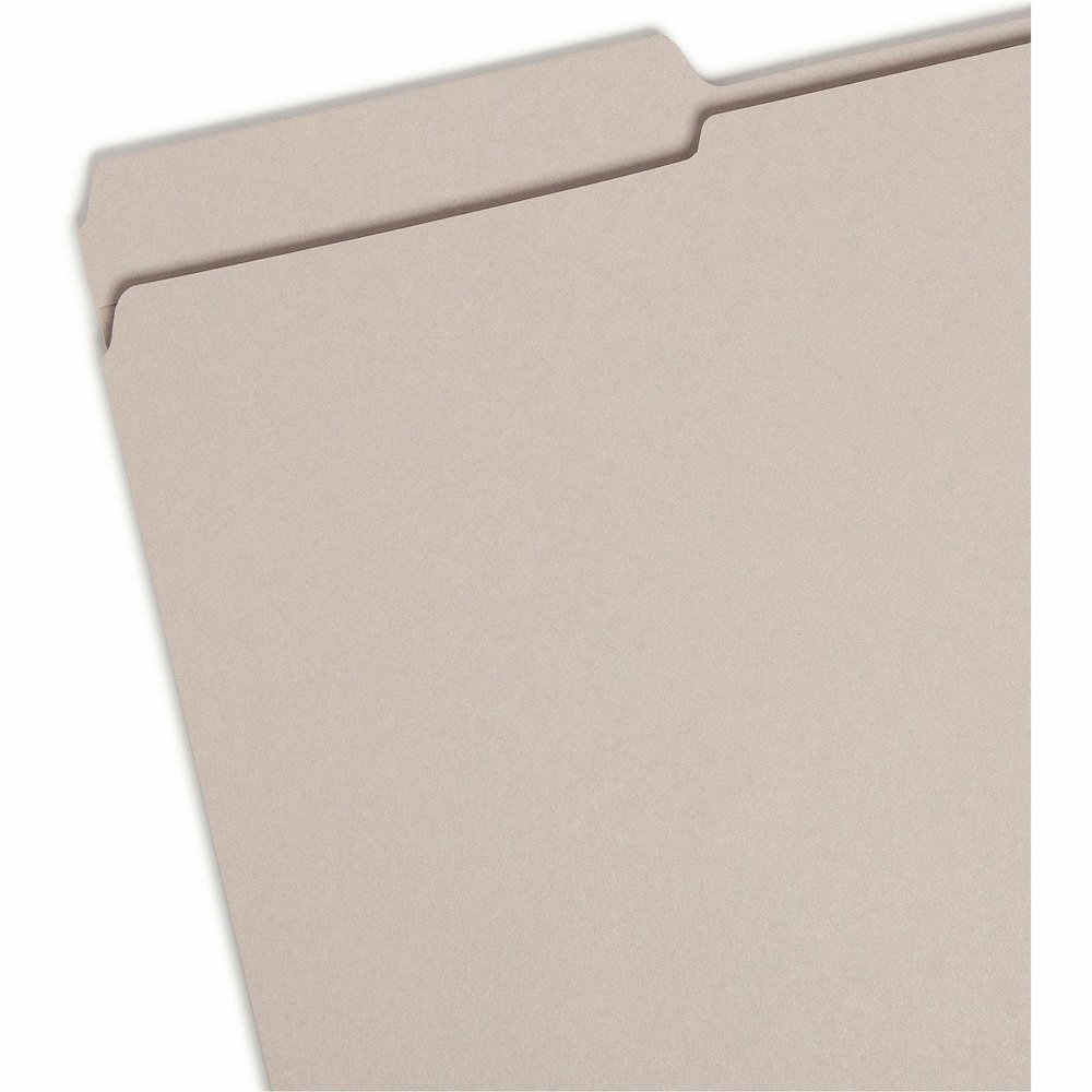 Smead Colored 1/3 Tab Cut Legal Recycled Top Tab File Folder - 8 1/2" x 14" - 3/4" Expansion - Top Tab Location - Assorted Tab Position - 11 pt. - 2 Plys - Gray - Reinforced - 10% Recycled - 100 / Box. Picture 4