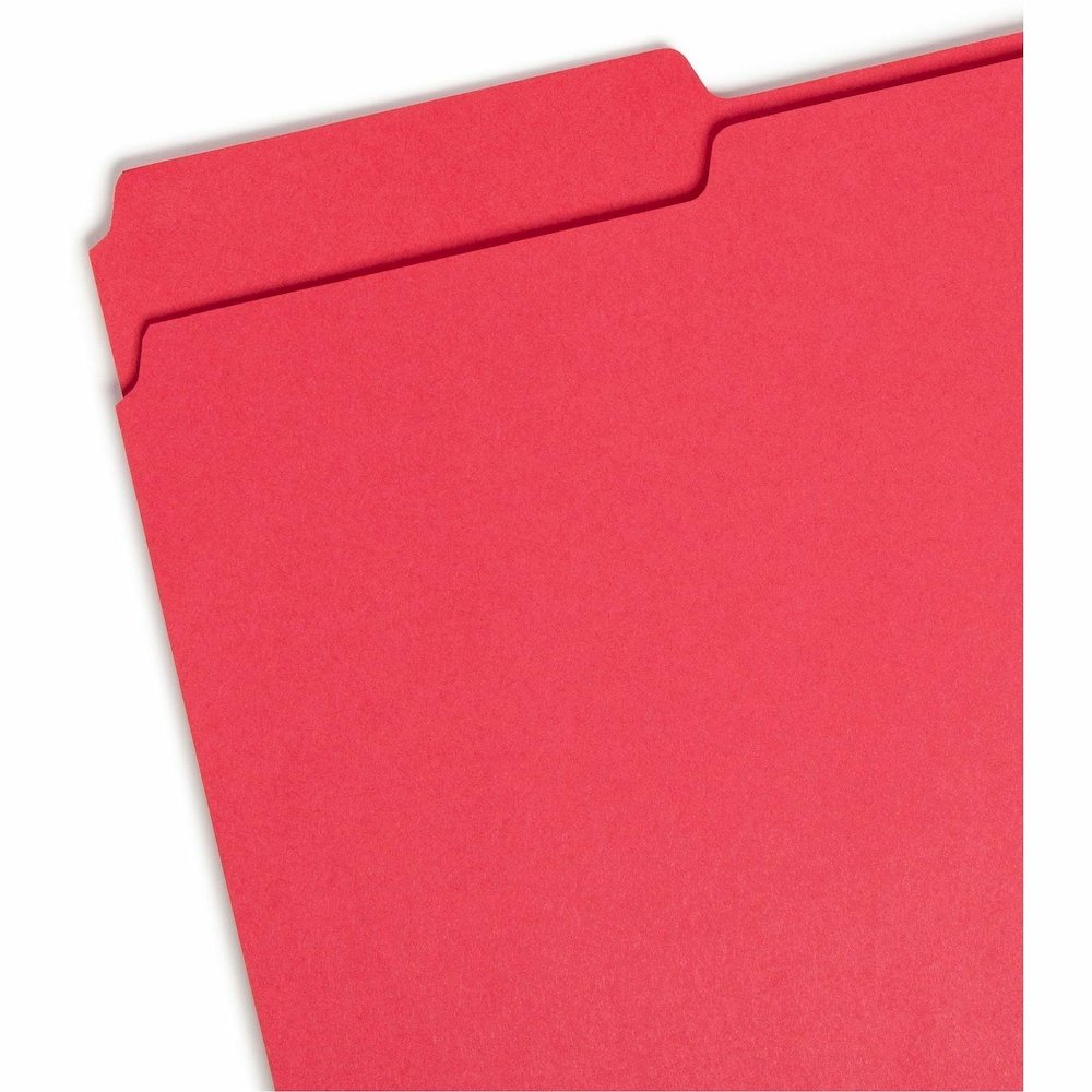 Smead Colored 1/3 Tab Cut Legal Recycled Top Tab File Folder - 8 1/2" x 14" - 3/4" Expansion - Top Tab Location - Assorted Tab Position - 11 pt. - 1 Plys - Red - Rounded Corner - 10% Recycled - 100 / . Picture 5
