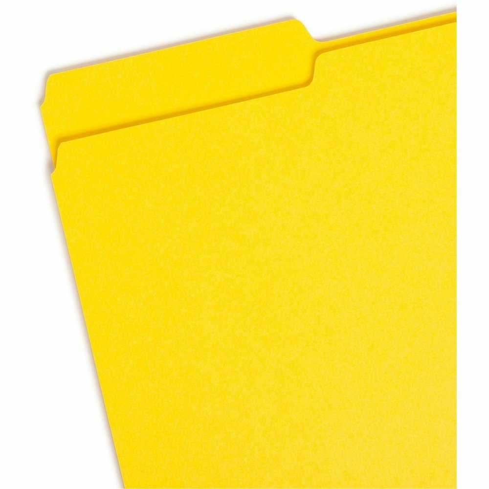 Smead Colored 1/3 Tab Cut Legal Recycled Top Tab File Folder - 8 1/2" x 14" - 3/4" Expansion - Top Tab Location - Assorted Tab Position - 11 pt. - 1 Plys - Vinyl - Yellow - Rounded Corner - 10% Recycl. Picture 5