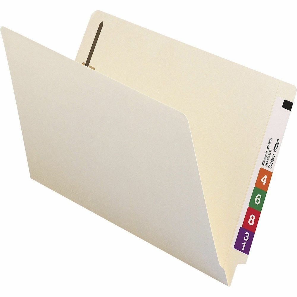 Smead Straight Tab Cut Legal Yes Fastener Folder - 8 1/2" x 14" - 3/4" Expansion - 1 x 2B Fastener - 2" for Folder - End Tab Location - 11 pt. - 2 Plys - Manila - Reinforced Tab, Embossed - 10% Recycl. Picture 6
