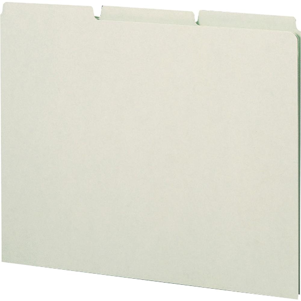 Smead Filing Guides with Blank Tab - Blank Assorted Tab(s) - Letter - Gray Pressboard, Green Tab(s) - Recycled - 100 / Box. Picture 3