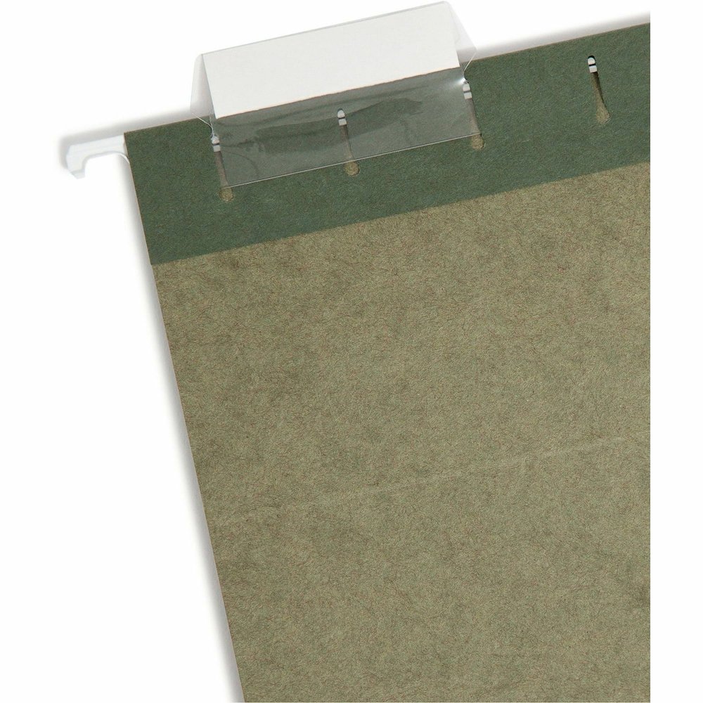 Smead 1/5 Tab Cut Letter Recycled Hanging Folder - 8 1/2" x 11" - Top Tab Location - Assorted Tab Position - 11 pt. - Vinyl - Standard Green - 10% Recycled - 25 / Box. Picture 5