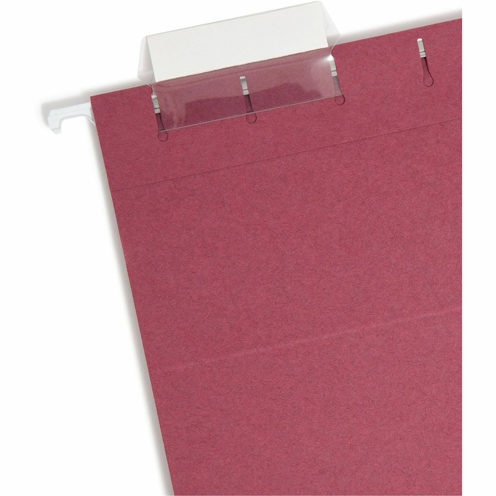 Smead Colored 1/5 Tab Cut Letter Recycled Hanging Folder - 8 1/2" x 11" - Top Tab Location - Assorted Tab Position - 11 pt. - Vinyl - Gray, Maroon, Navy, Purple, Teal - Repositionable Tab - 10% Recycl. Picture 5