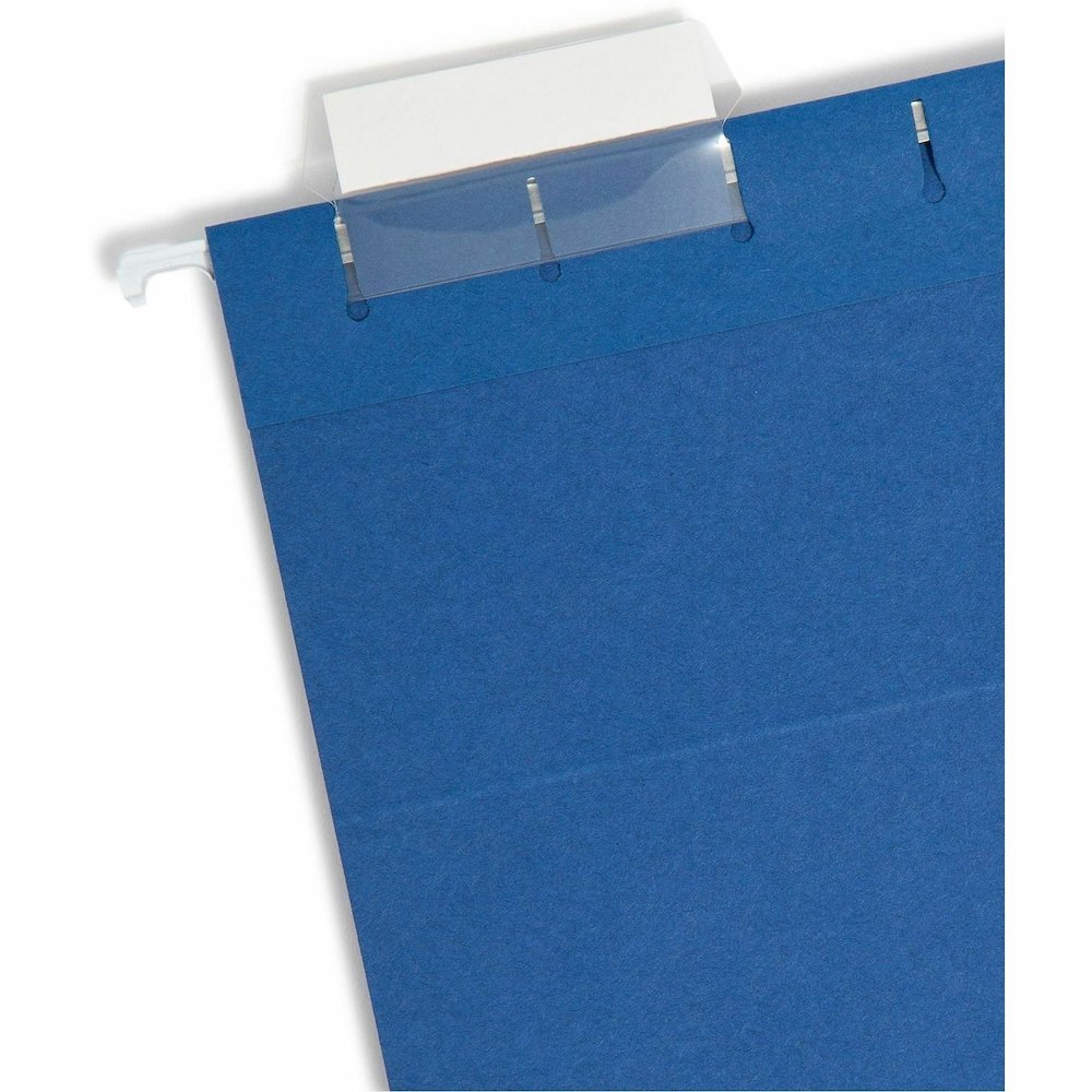 Smead 1/5 Tab Cut Letter Recycled Hanging Folder - 8 1/2" x 11" - Top Tab Location - Assorted Tab Position - 11 pt. - Vinyl - Navy Blue - Repositionable Tab - 10% Recycled - 25 / Box. Picture 5