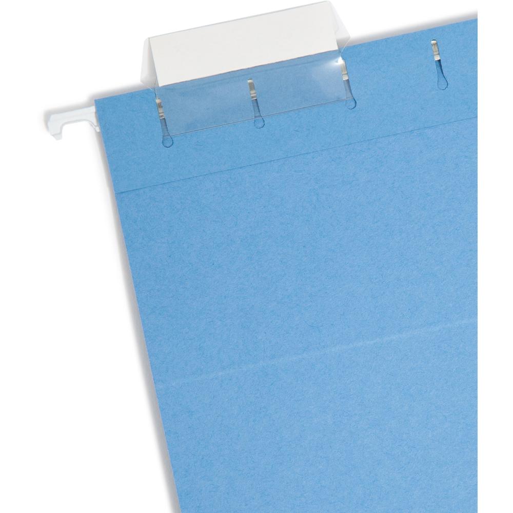 Smead Colored 1/5 Tab Cut Letter Recycled Hanging Folder - 8 1/2" x 11" - Top Tab Location - Assorted Tab Position - 11 pt. - Vinyl - Blue - 10% Recycled - 25 / Box. Picture 5
