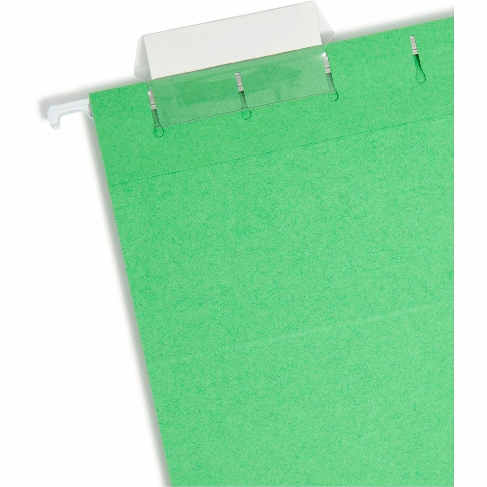 Smead Colored 1/5 Tab Cut Letter Recycled Hanging Folder - 8 1/2" x 11" - Top Tab Location - Assorted Tab Position - 11 pt. - Vinyl - Green - 10% Recycled - 25 / Box. Picture 5
