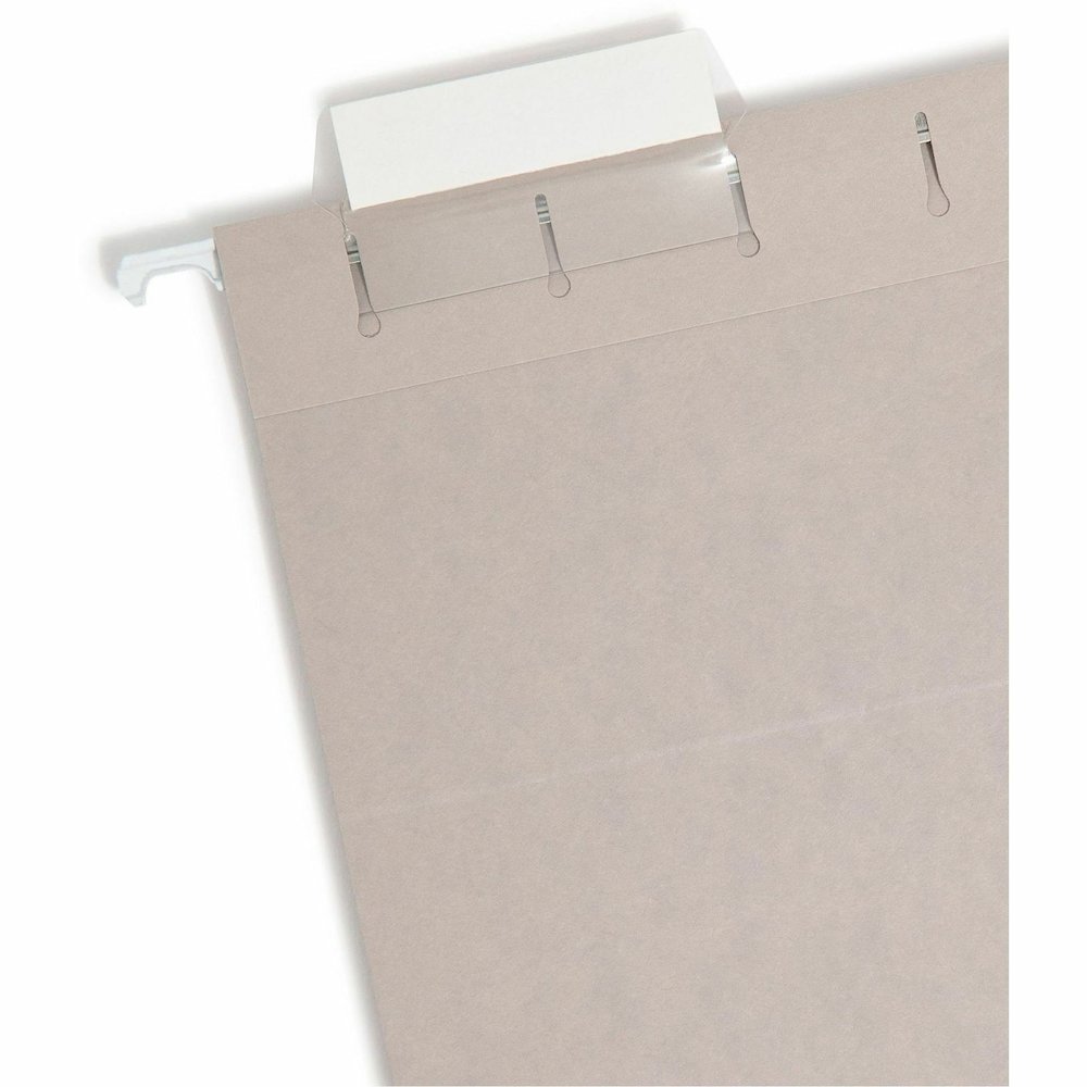 Smead Colored 1/5 Tab Cut Letter Recycled Hanging Folder - 8 1/2" x 11" - Top Tab Location - Assorted Tab Position - 11 pt. - Vinyl - Gray - 10% Recycled - 25 / Box. Picture 5
