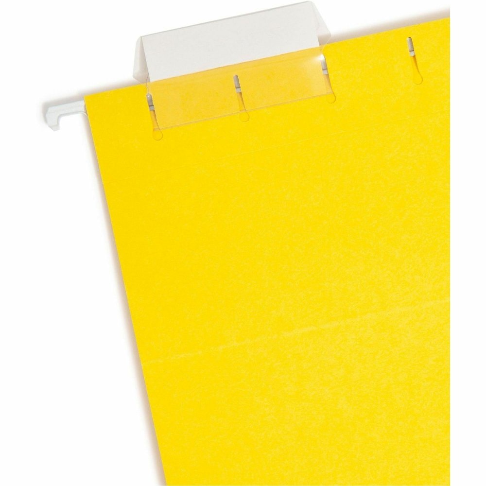 Smead Colored 1/5 Tab Cut Letter Recycled Hanging Folder - 8 1/2" x 11" - Top Tab Location - Assorted Tab Position - 11 pt. - Vinyl - Yellow - 10% Recycled - 25 / Box. Picture 5