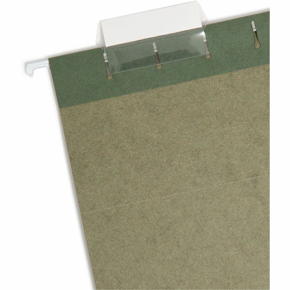 Smead 1/5 Tab Cut Legal Recycled Hanging Folder - 8 1/2" x 14" - Top Tab Location - Assorted Tab Position - 11 pt. - Vinyl - Standard Green - 10% Recycled - 25 / Box. Picture 5