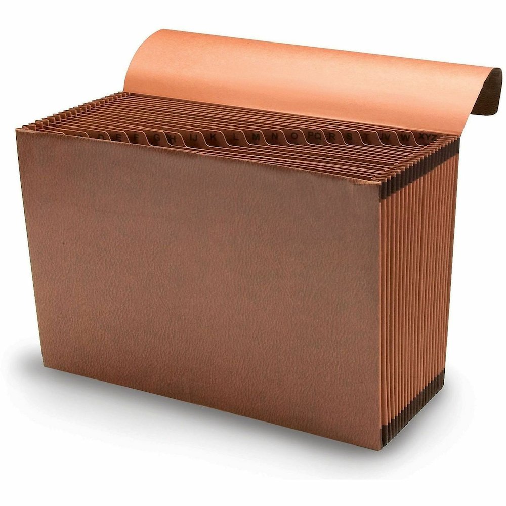 Smead Legal Recycled Expanding File - 8 1/2" x 14" - 7/8" Expansion - 21 Pocket - Redrope - Elastic Closure, Reinforced Gusset - 30% Recycled - 1 Each. Picture 3