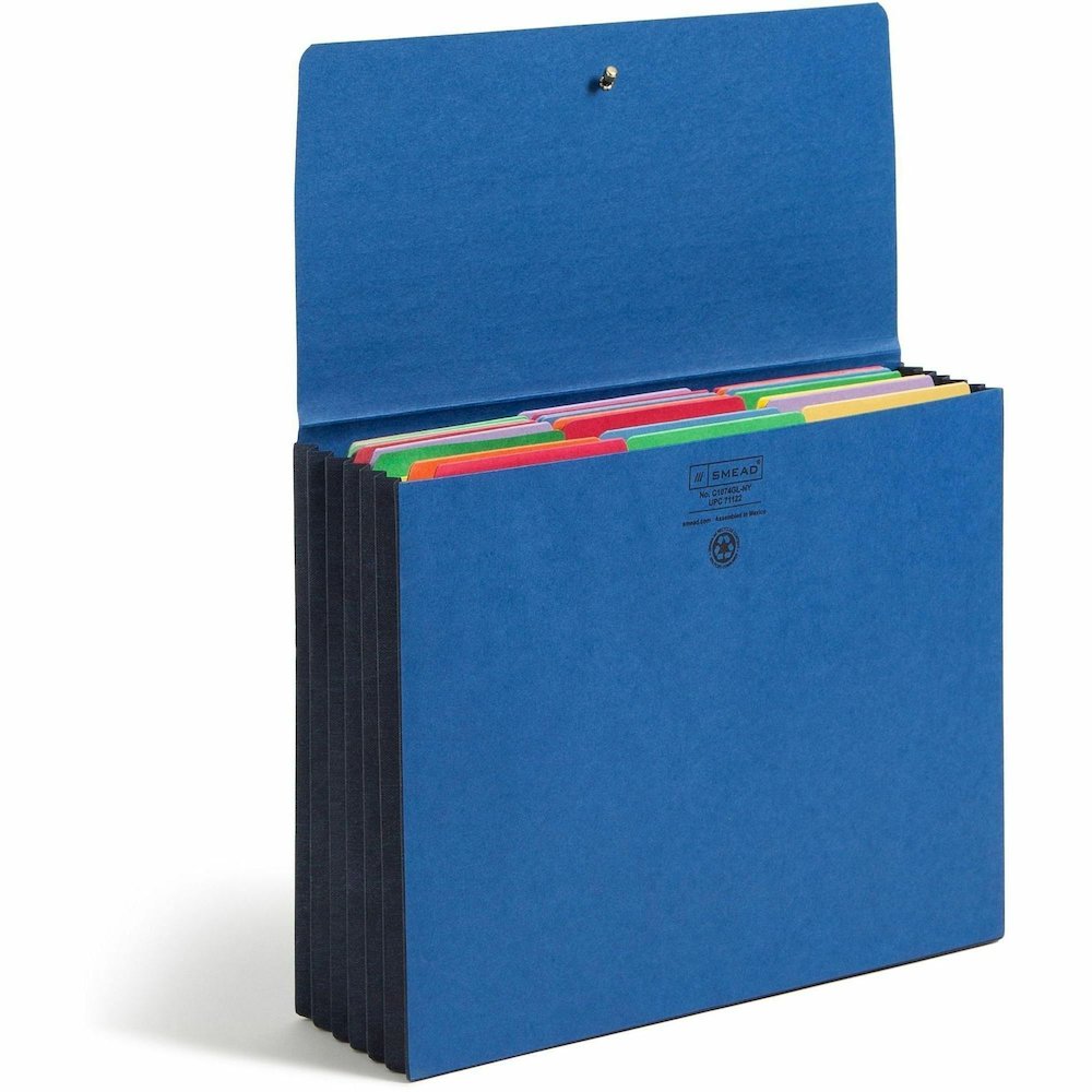 Smead Letter Recycled File Wallet - 8 1/2" x 11" - 5 1/4" Expansion - Navy - Elastic Closure, Reinforced Gusset, Tear Resistant - 10% Recycled - 1 Each. Picture 7