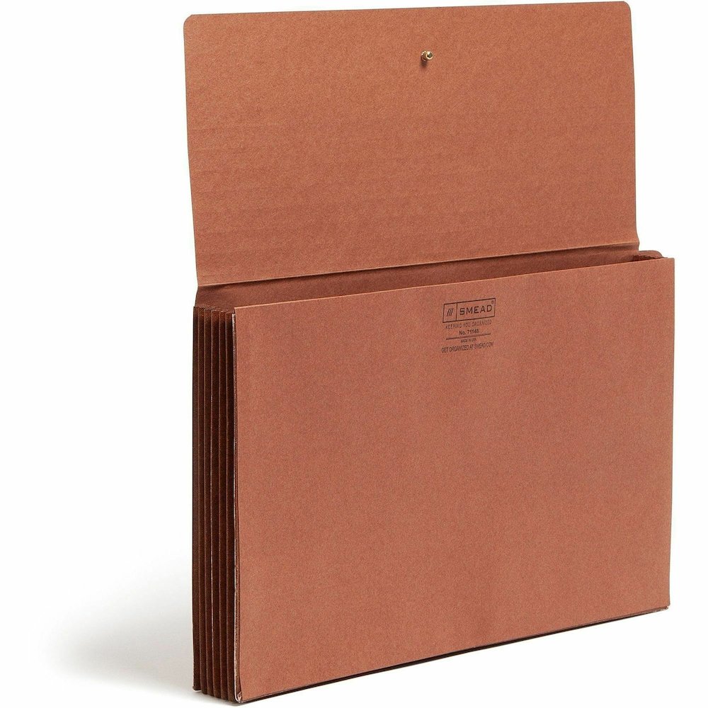 Smead Legal Recycled File Wallet - 8 1/2" x 14" - 5 1/4" Expansion - End Tab Location - 12.5 pt. - Redrope - Flap, Tear Resistant, Rounded Corner, Reinforced Gusset - 30% Recycled - 10 / Box. Picture 8