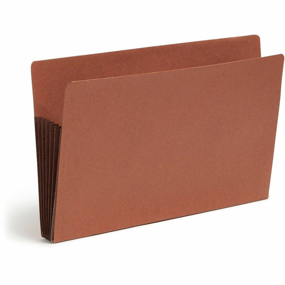 Smead Straight Tab Cut Legal Recycled File Pocket - 8 1/2" x 14" - 5 1/4" Expansion - End Tab Location - 12.5 pt. - 2 Plys - Dark Brown - Embossed - 30% Recycled - 10 / Box. Picture 6