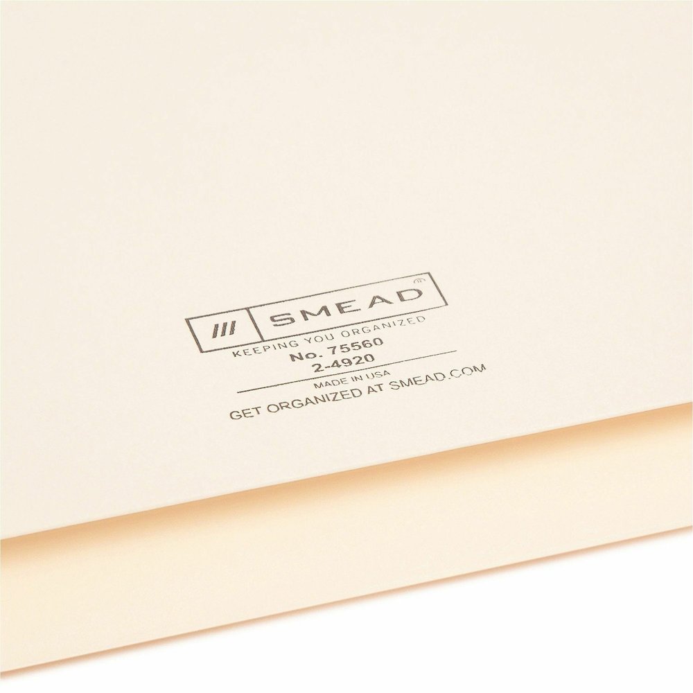 Smead Straight Tab Cut Letter Recycled File Jacket - 8 1/2" x 11" - 2" Expansion - 11 pt. - 2 Plys - Manila - Reinforced, Slip Resistant - 10% Recycled - 50 / Box. Picture 7