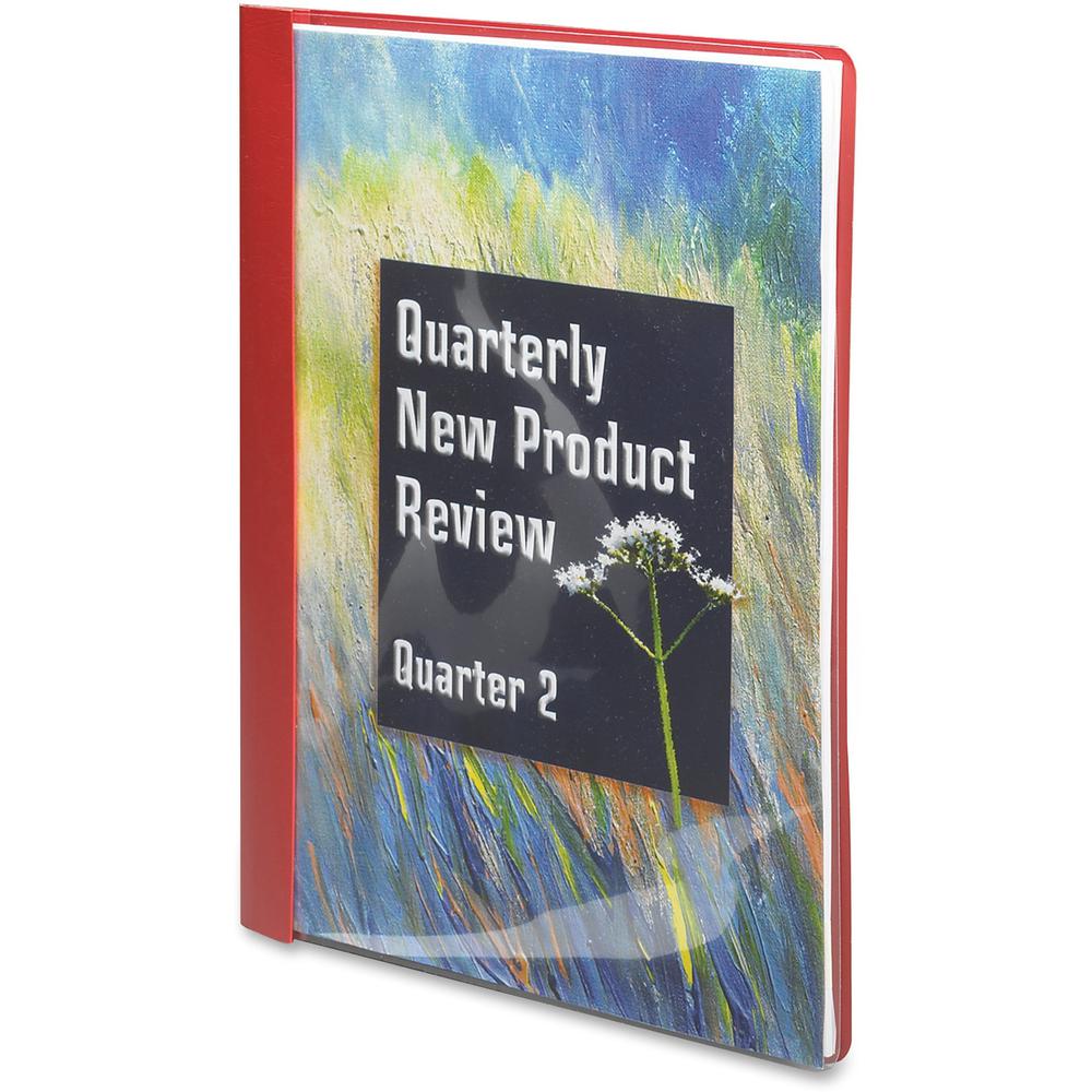 Smead Letter Recycled Report Cover - 8 1/2" x 11" - 3 Fastener - 1/2" for Folder - 12 pt. - Vinyl, Metal - Red - 50% Recycled - 25 / Box. Picture 3