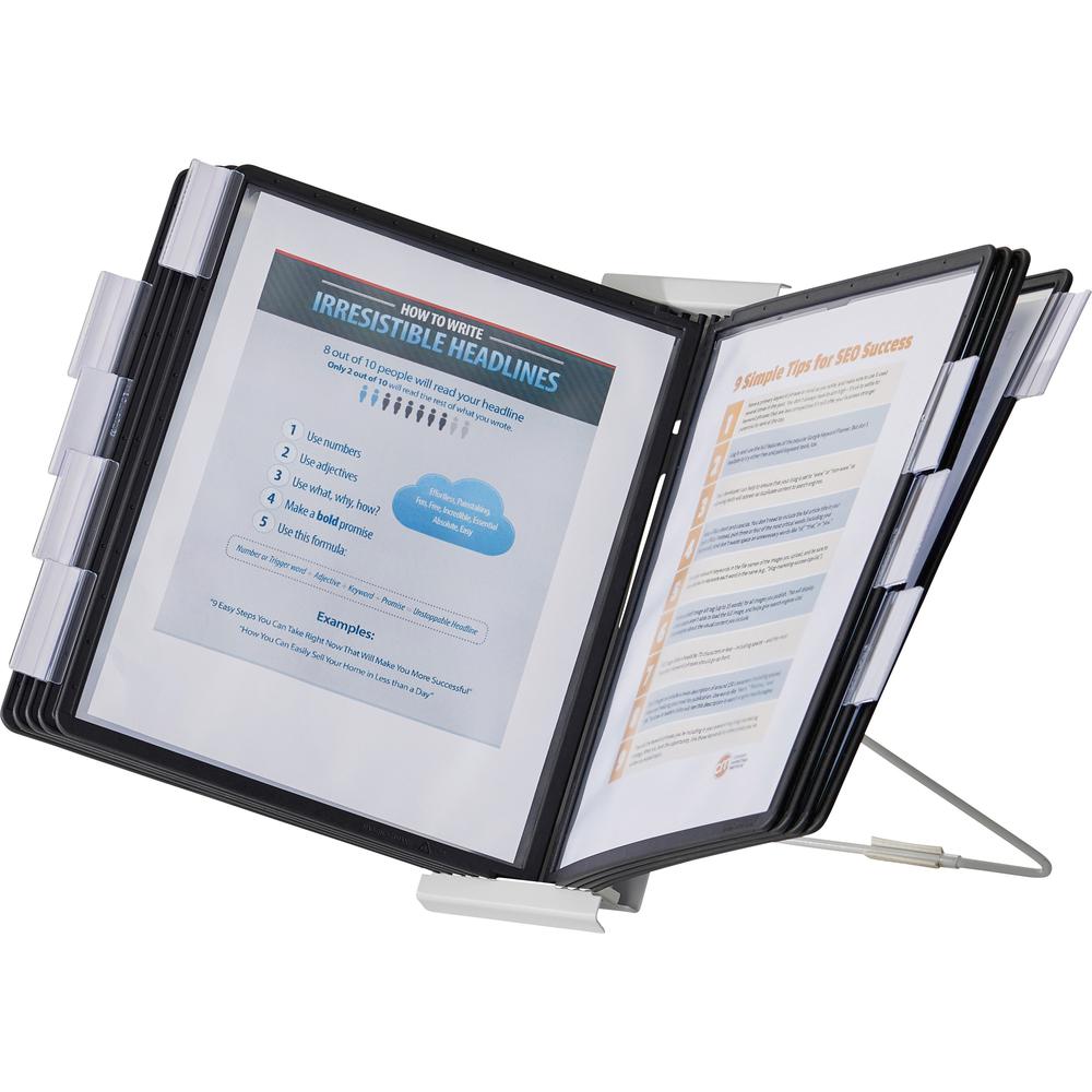 DURABLE&reg; INSTAVIEW&reg; Desktop Reference Display System - Desktop - 10 Double Sided Panels - Letter Size - Anti-Reflective/Non-Glare - Black. Picture 9